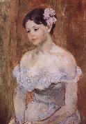 Berthe Morisot The girl wearing the fresh flowers France oil painting artist